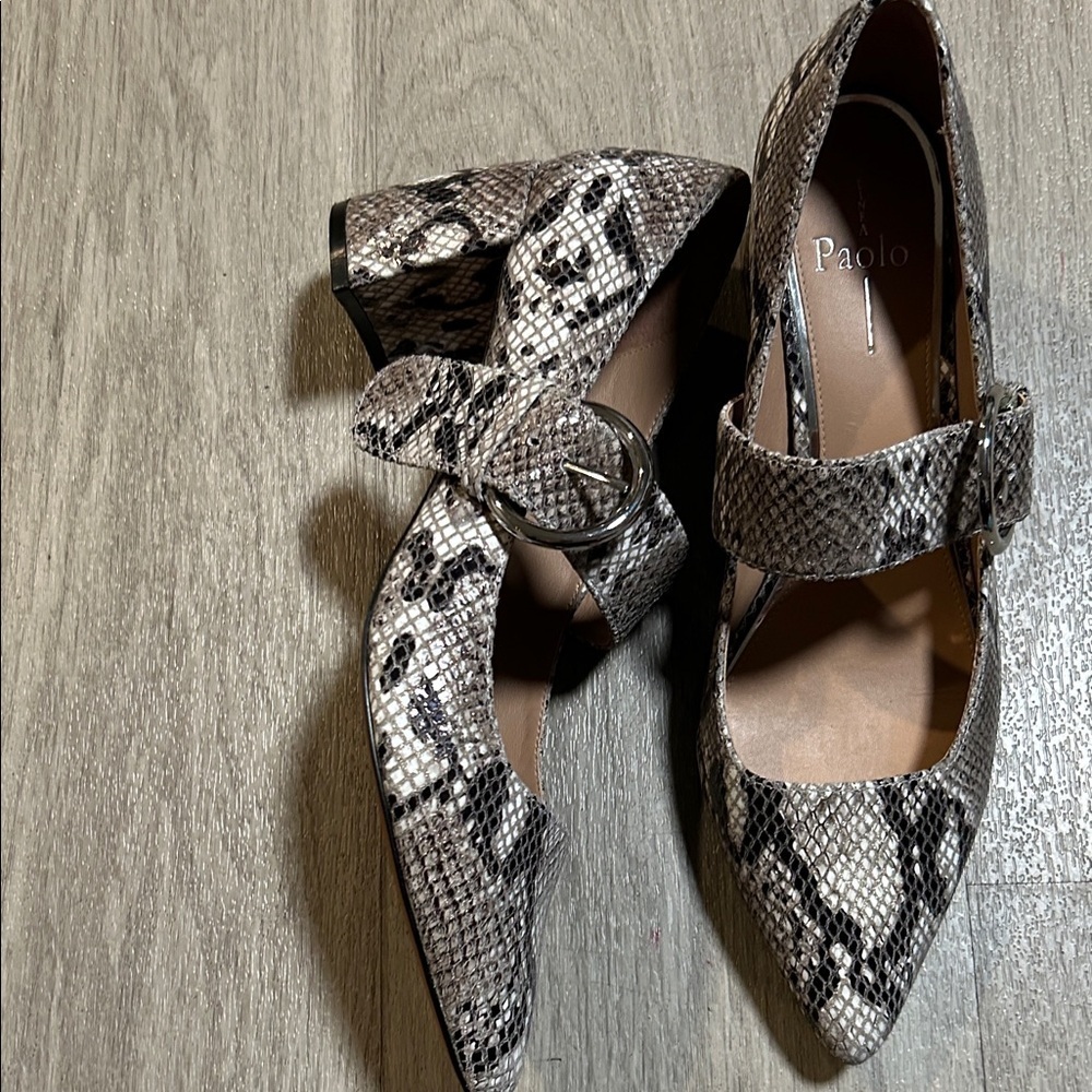 Paolo Women's Snakeskin Heels - Black and Gold - Picture 4 of 9